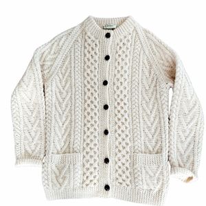 VTG Gaeltarra Cardigan Made in Ireland Cream Sz 40